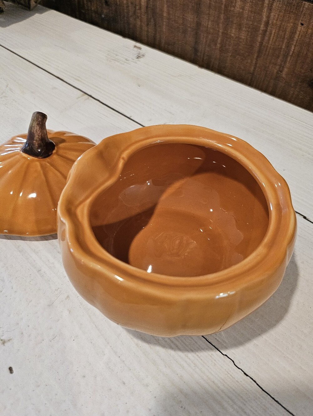 Vintage Harry & David Ceramic Pumpkin Covered Bowl - Orange - Picture 6 of 10
